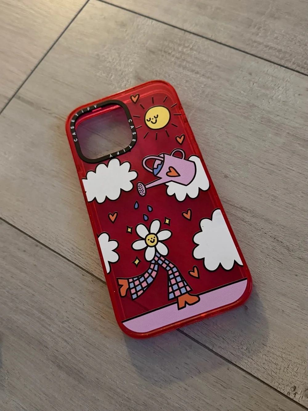 Casetify Red Floral Cartoon Phone Case with Pink and White Accents